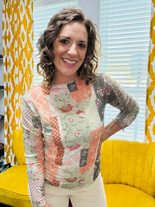 Boho Patchwork Mesh Top