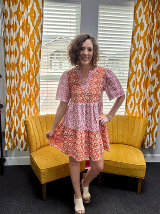 Pink + Orange Paisley Dress