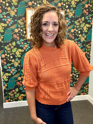 Pumpkin Camelia Sweater