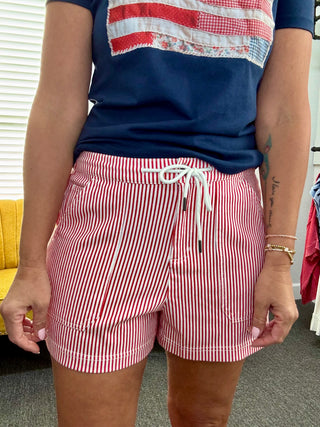 Red Stripe Buffy Shorts