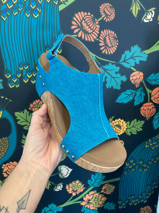 Turquoise Washed Canvas Carley Wedge