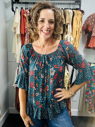Forest Night Floral Top