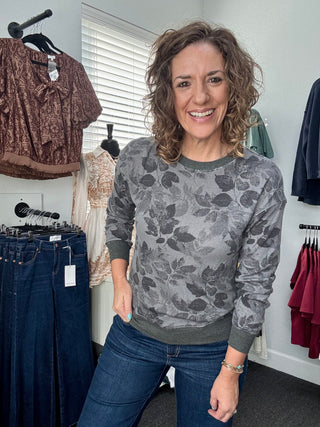 Grey Bloom Top