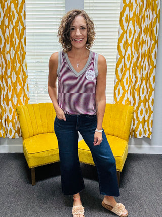 Burgundy Striped Tank
