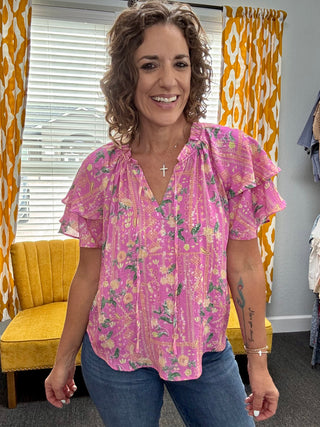 Pink Sunrise Garden Top