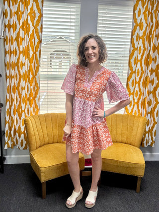 Pink + Orange Paisley Dress