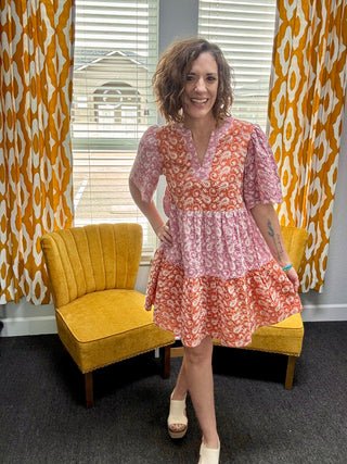 Pink + Orange Paisley Dress