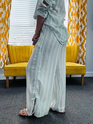 Mint Coastal Striped Pants