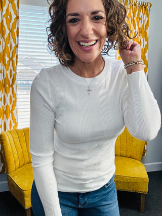 Simply Ivory Ribbed Sweater