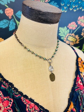 Green Coin Drop Necklace