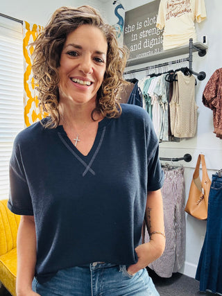 Midnight Stitch Top