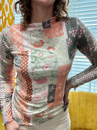 Boho Patchwork Mesh Top