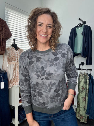 Grey Bloom Top