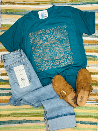 Metallic Pumpkin Jade Tee