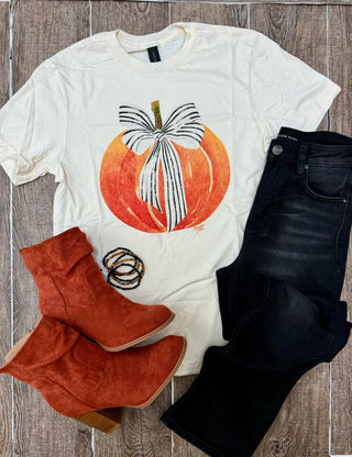 Striped Bow Pumpkin Tee