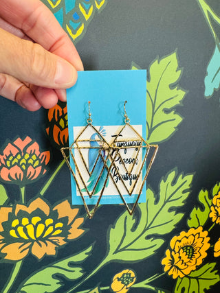 Aztec Gold Triangle Earrings