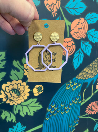 Lilac Hexagon Earrings