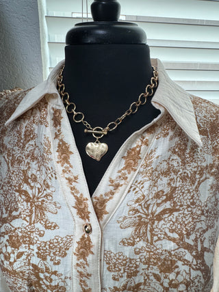 Gold Hammered Heart Necklace