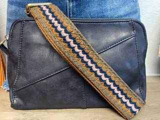 Navy + Brown Guitar Strap