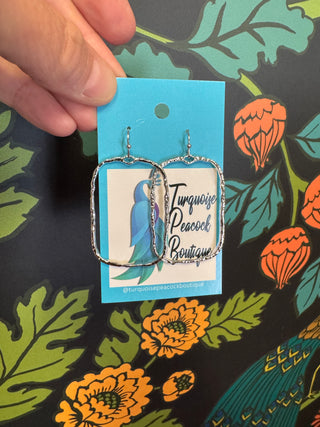 Silver Rectangle Earrings
