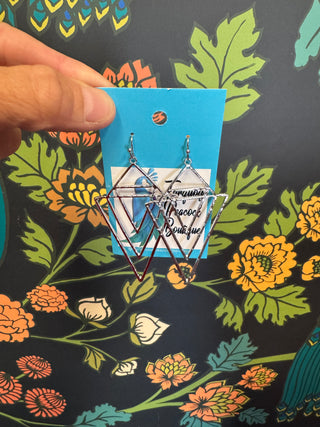 Aztec Silver Triangle Earrings