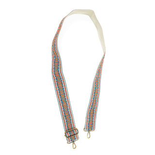 Turquoise + Rust Embroidered Guitar Strap