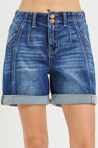 Dark Wash Roll-Up Shorts