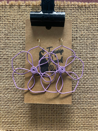 Lavender Wired Flower Earrings