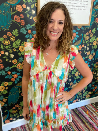 Paintbrush Ruffled Dress