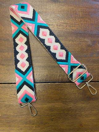 Pink & Teal Bohemian Guitar Strap