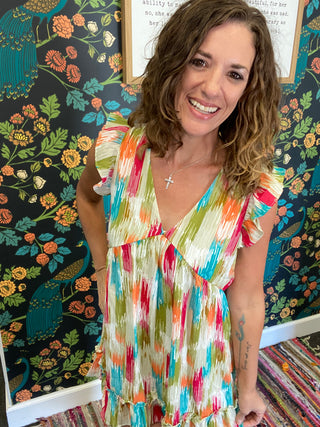 Paintbrush Ruffled Dress