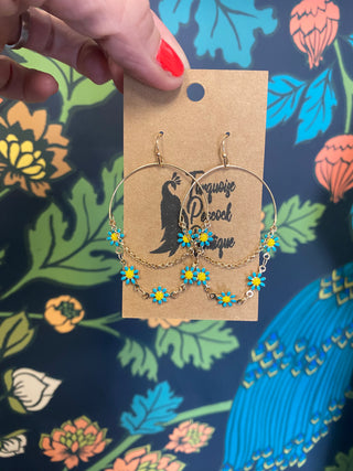 Turquoise + Yellow Flower Earrings