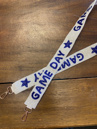 Blue Game Day Beaded Guitar Strap