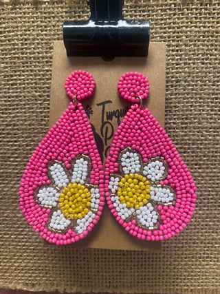 Hot Pink with Flower Earrings