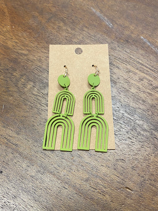 Green Double Arch Earrings