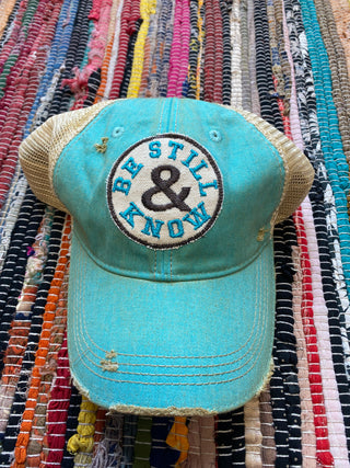 Be Still & Know Turquoise Hat